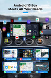 CarlinKit Android 13 LED AI Box, boîtier multimédia intelligent pour voiture, CarPlay sans fil, Android Auto sans fil, puce Qualcomm, carte SD extensible jusqu'à 512 Go