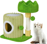 Arbre à chat Oak & Tea petit modèle 53 cm avec griffoir, niche et 2 balles de jeu. Maison pour chats et chatons, gris clair.