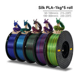 KEEPANG – Filament d'imprimante 3D PLA en soie, 5KG, Filaments de couleurs simples/doubles/Triples, 2.2LBS, 1KG/rouleau, 1.75mm ± 0.02MM, matériau d'impression 3D
