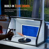 SucceBuy Cabine de pulvérisation d'aérographe Kit de cabine de pulvérisation de peinture d'aérographe portable à double ventilateur avec lumières LED et tuyau d'extension d'échappement