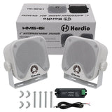 Herdio 4'' Haut-parleur étanche Bluetooth marin 100W robuste pour bateau, montage en surface, pour camping-car, mini-chargeuse, VTT, UTV, RZR, voiturette de golf