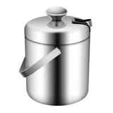 Glaçons portables à double paroi en acier inoxydable, récipient à glaçons avec couvercle à pinces, refroidisseur de vin, de boisson et de bière, 1,3 L, E27