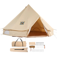 SucceBuy – tente cloche en toile, 4 saisons, 9,8 pieds, yourte, pour le Camping, avec poêle, Jack, respirante, peut contenir jusqu'à 4 personnes