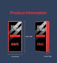 Démarreur de voiture EAFC 2000A avec compresseur d'air, écran LCD, chargeur de batterie externe et gonfleur de pneus.