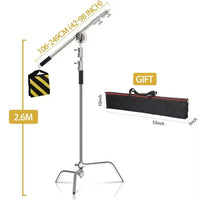 SH-Support d'éclairage RapDuty C en acier inoxydable, support de photographie, bras de maintien, 260cm, 107cm, recommandé Max, liquimanquer, un cadeau