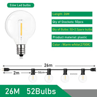 9 M/26 M feston LED Globe chaîne lumière fée LED G40 extérieur pour fête de noël jardin décor guirlande lampe rue Patio arrière-cour