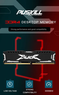PUSKILL DDR4 Memoria Ram 16GB 8GB 1.2V 3200MHz Desktop 288-Pin Computer Heatsink Cooling Vest Memory
