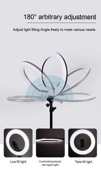 Éclairage de remplissage de photographie LED avec trépied, appareil Photo, cercle de Studio Photo, anneau lumineux pour Selfie, lampe de téléphone, vidéo Youtube