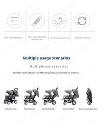 STOCK ue poussettes jumeaux Double enfants deux sièges poussettes chariot pliable vente en gros bébé poussette sièges avant et arrière