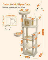 Grand arbre à chat pour grands chats d'intérieur, tour de chat haute pour gros chats avec hamac super grand, arbres grimpant pour chats avec tire à gratter