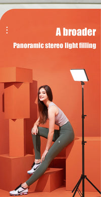 Kit d'éclairage LED pour studio photo et vidéo avec trépied et filtres RVB, idéal pour les prises de vue en direct et le streaming sur YouTube.