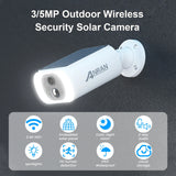 ANRAN 2K caméra de sécurité solaire 3/5MP extérieur sans fil 2.4G WIFI caméra batterie caméra projecteur couleur Vision nocturne ne peut pas ajouter NVR