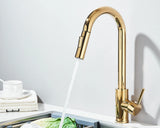 Robinet d'évier de cuisine extractible, deux fonctions, mitigeur d'eau chaude et froide à poignée unique, monté sur le pont
