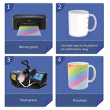 HTVRONT Lot de 6 tasses à sublimation de 11 OZ, ensemble vierge, gobelets classiques avec poignées pour Latte, bricolage, cadeau pour papier à sublimation