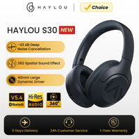 HAYLOU S30 casque sans fil Bluetooth 5.4 43dB casques antibruit adaptatifs 40mm pilote dynamique 80H écouteurs de lecture