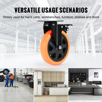 Ensemble de 4 roulettes pivotantes en PVC SucceBuy de 5 à 15 cm (2 à 6 po) avec système de verrouillage de sécurité A/B, non marquantes, pour chariot ou établi.
