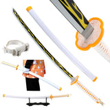 Katana Demon Slayer 41 pouces/104 cm (Tsuyuri Kanao Sanemi Giyuu) en bois bleu, jouet, épée, accessoire de jeu de rôle, personnage, arme