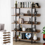 Bibliothèque, bibliothèque ronde Etagere, étagère à livres industrielle en bois de 63 pouces avec étagères décalées, salon