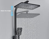 Robinet de douche thermostatique à affichage numérique noir, salle de bains, mitigeur de douche à pluie thermostatique à 4 voies, robinets, étagère et Bidet