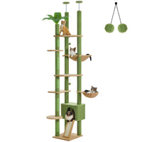 Arbre à chat Cactus du sol au plafond, tour à chat réglable en hauteur avec Hamac confortable pour condote de chat et arbre à gratter, grand arbre d'activité