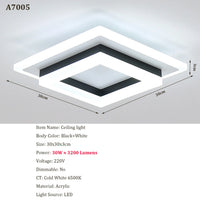 Plafonnier carré en acrylique plafonnier LED moderne, plafonniers LED blancs 6500K pour chambre bureau cuisine salon