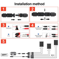 PowMr-Câble Photovoltaïque Étanche IP68 avec Connexion, Long Fil d'Extension Noir et Rouge, Système Solaire, 5m, 10m, 15m, 6 mm2, 10AWG