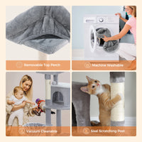 Grand arbre à chat pour grands chats d'intérieur, tour de chat haute pour gros chats avec hamac super grand, arbres grimpant pour chats avec tire à gratter