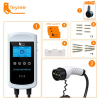 Feyree 22KW 32A Type2 EV chargeur 11KW 3P EVSE Wallbox 7.6KW 1P 4.3 pouces écran nouveau Smart APP contrôle Station de charge chargeur de voiture