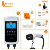 Feyree 22KW 32A Type2 EV chargeur 11KW 3P EVSE Wallbox 7.6KW 1P 4.3 pouces écran nouveau Smart APP contrôle Station de charge chargeur de voiture