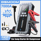 Démarreur de voiture avec compresseur d'air 26800mA/21800mAh, batterie externe, gonfleur de pneus numérique 12V