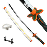 Katana Demon Slayer 41 pouces/104 cm (Tsuyuri Kanao Sanemi Giyuu) en bois bleu, jouet, épée, accessoire de jeu de rôle, personnage, arme