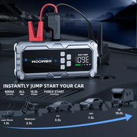 Démarreur de voiture avec compresseur d'air 26800mA/21800mAh, batterie externe, gonfleur de pneus numérique 12V