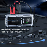 Démarreur de voiture avec compresseur d'air 26800mA/21800mAh, batterie externe, gonfleur de pneus numérique 12V