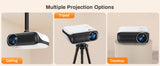 Projecteur Bluetooth HAPPRUN natif 1080P, projecteur de films extérieur portable Full HD avec haut-parleur intégré, avec HDMI, USB, AV