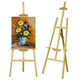Chevalet d'atelier professionnel de 150 cm, en pin massif, pliable et réglable, support en forme de A pour l'exposition d'œuvres d'art et d'artisanat.