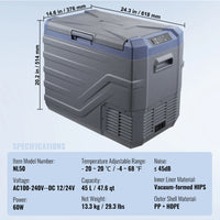 SucceBuy Réfrigérateur de voiture congélateur portable double zone réfrigérateur de voiture réfrigérateur gamme réglable 12/24 V DC et un congélateur à compresseur