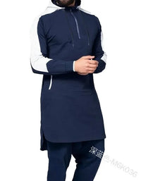 Caftan à capuche pour homme musulman, patchwork, vêtements islamiques, manches longues, style Dubaï, Arabie Saoudite, chemise grande taille 3XL 4XL