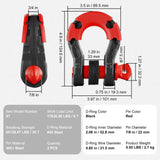 SucceBuy 2 pièces 3/4 "manille à anneau en D manilles à boucle à crochet en U avec isolateurs et rondelles à broches de 7/8" pour la récupération de véhicules tout-terrain Jeep