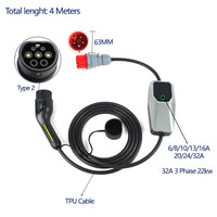 Boîtier de Chargement Électrique pour Voiture, 10 Mètres 4 Mètres, 1 Phase EVSE, Câble Mode 2, 6A-16A