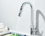 Robinet d'évier de cuisine extractible, deux fonctions, mitigeur d'eau chaude et froide à poignée unique, monté sur le pont