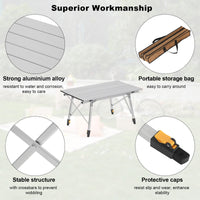 WOLTU Table de camping pliable mobilier d'extérieur table de lit d'ordinateur réglable en hauteur bureau pliant pour pique-nique jardin voyage randonnée