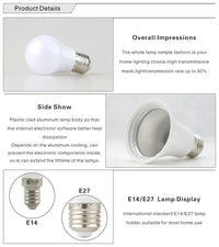 Lot de 10 ampoules LED E27/E14 (20W, 18W, 15W, 12W, 9W, 6W, 3W) - Alimentation 220V - Éclairage spot - Blanc froid/chaud