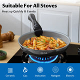 Batterie de cuisine à induction Bezia avec revêtement céramique sain, casseroles et poêles antiadhésives, ensemble 13 pièces avec poignées détachables