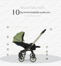 STOCK ue 4in1 bébé poussette bidirectionnelle multifonctionnelle nouveau-né bébé poussette 3in1 pliable panier type siège léger voyage landau