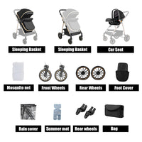 Poussette légère Magic ZC, poussette bébé 3 en 1, landau pour bébé, poussette légère en PU 3 en 1