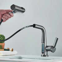 Robinet de lavabo à affichage numérique de température de cascade, pulvérisateur à jet de levage vers le bas, mélangeur d'évier d'eau chaude et froide, robinet de lavage pour salle de bains