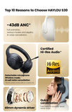 HAYLOU S30 casque sans fil Bluetooth 5.4 43dB casques antibruit adaptatifs 40mm pilote dynamique 80H écouteurs de lecture