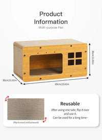 Griffoir pour chat, maison et bac à griffer, griffoir en bois détachable, poteau à griffer en papier ondulé