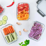Boîte à déjeuner rectangulaire en borosilicate, 4 pièces, coffre-fort pour micro-ondes, 200-370-640-1000 ml, lot de 4 récipients en verre