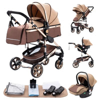 Poussette 3 en 1, poussette à quatre roues, poussette 2 en 1, poussette légère, poussette multifonctions, landau, pouf
